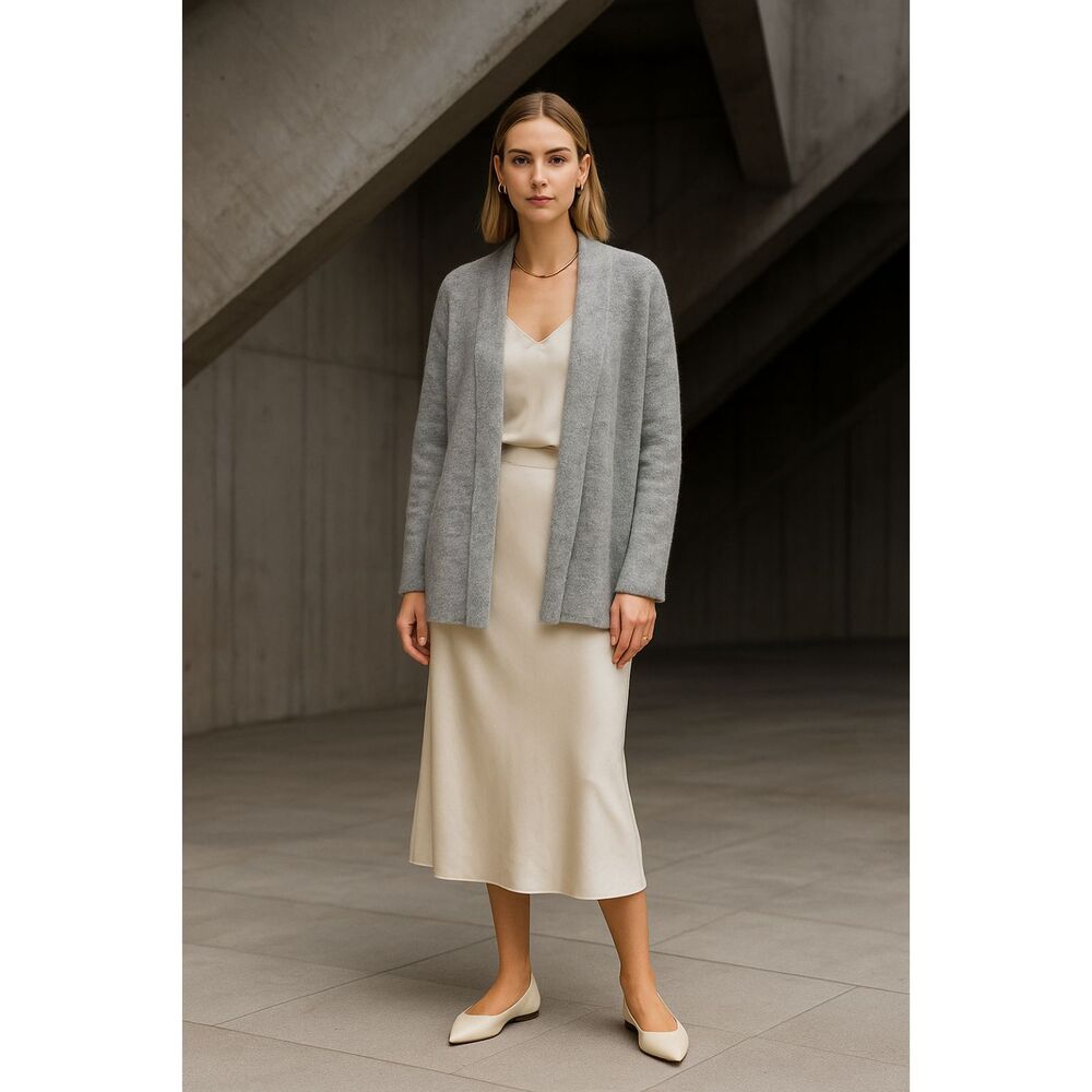 Velvet by Graham and Spencer Alpaca and Wool Blend Open Heather Gray Cardigan S